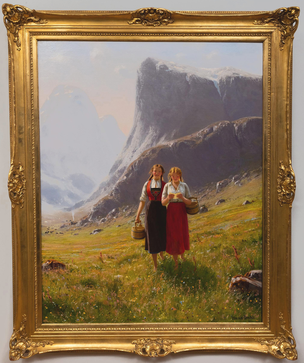 “That was a big surprise; it was relatively old fashioned considering the taste of today’s buyers,” Lisa Thomas said of the result achieved by Hans Dahl’s “Girls in a Mountain Landscape.” It sold to a local collector for $34,440 on an absentee bid ($2/4,000).