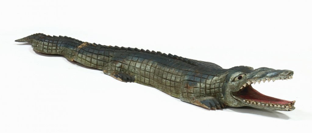 “That was a cool thing. Caroline has a great personality and sense of humor,” Leland Little commented about this early Twentieth Century carved and painted wooden crocodile. It sold to a regional buyer for $2,040.