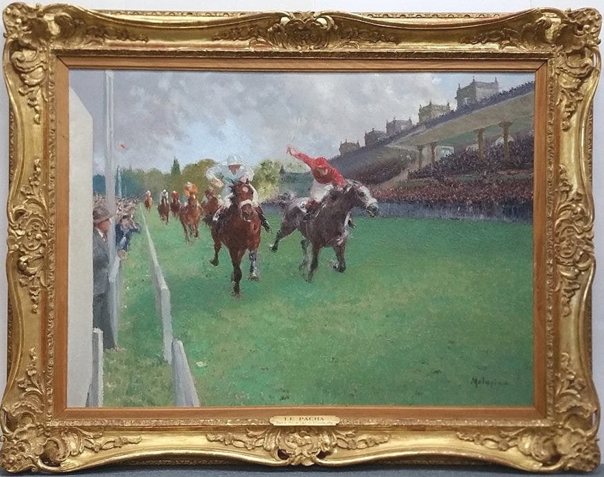 The sale found its lot leader at $4,366 with an oil on canvas by Louis Ferdinand Malespina (1874-1940). The image depicted the thoroughbred colt Pacha winning the 1941 Prix de l’Arc de Triomphe.
