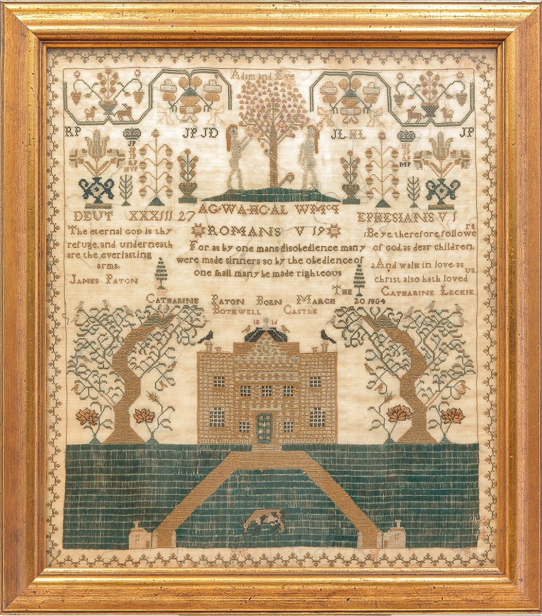 “That was a wonderful needlework; we had a number of bidders on that,” Jeff Jeffers noted. A private collector on the West Coast, bidding online, paid $10,000 for this Scottish silk on linen sampler done in the early Nineteenth Century ($800-$1,200).