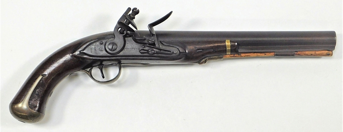 A Virginia Manufactory 2nd Model flintlock pistol had previously been in the collection of Giles Cromwell, who wrote about it in his book The Virginia Manufactory of Arms. Finishing at $24,600, the circa 1812 pistol is one of the very few made using a wooden ramrod during 1812-1813 before armorers began using a swivel-type ramrod.