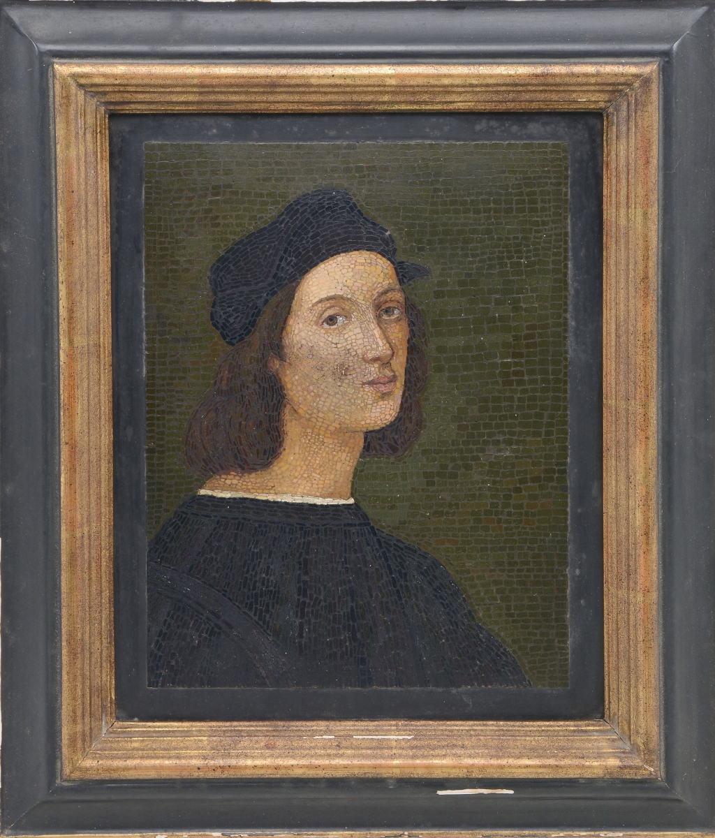 A Vatican Workshop micromosaic plaque of “Raphael” was bid to $15,240.