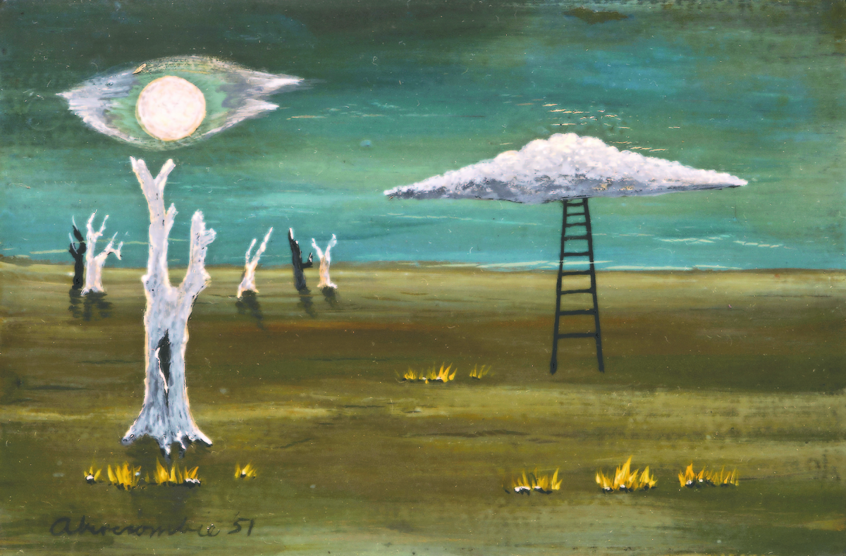 Gertrude Abercrombie painted this small scene in 1951. It measured only 5½ by 8¼ inches sight and sold for $43,750.