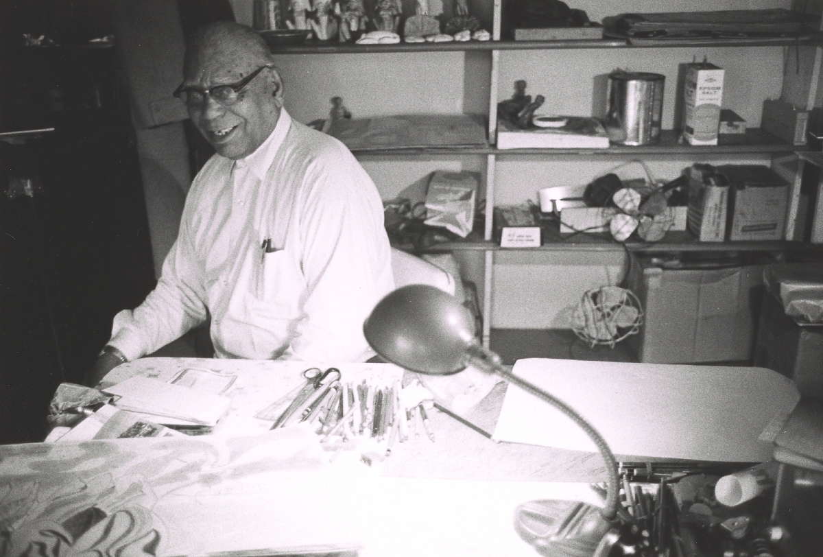 Joseph Yoakum by Roger Vail (American, b 1945), circa 1969. Whitney Halstead Papers, 1920-82. Archives of American Art, Smithsonian Institution.