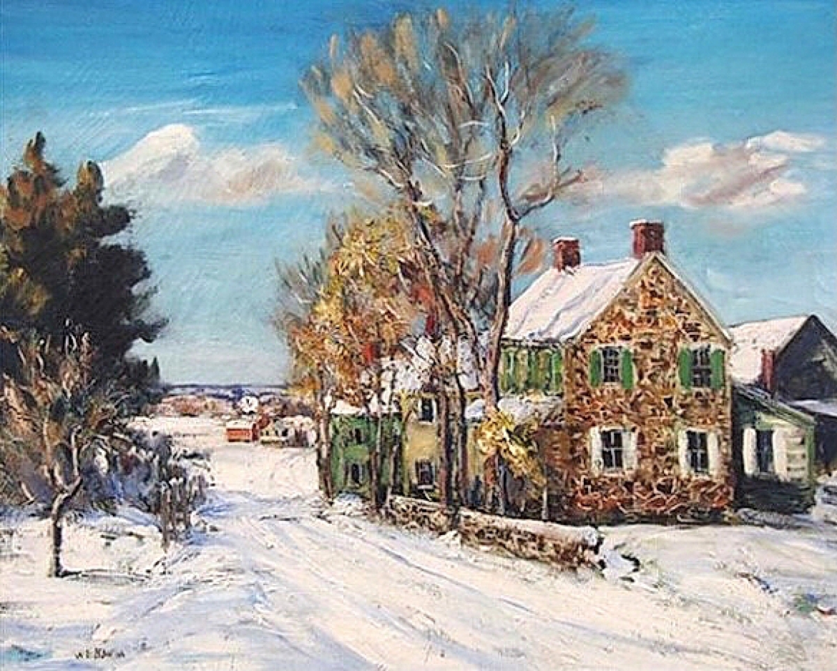 “Bucks County Farmhouse,” oil, 32 by 40 inches, by Walter Emerson Baum was the sale’s top lot, finishing at $11,000.