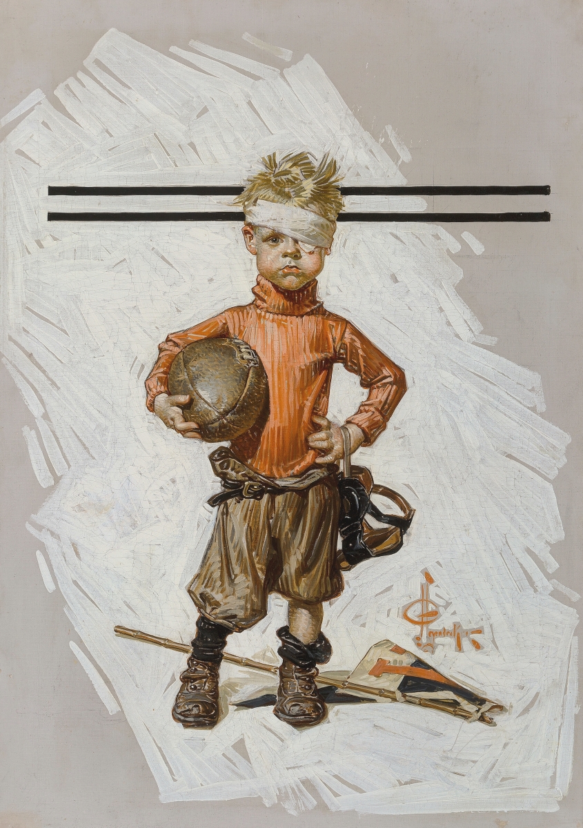 “I have rarely seen such beautiful condition.” Aviva Lehmann said of the sale’s top lot, “Beat-up Boy, Football Hero” by JC Leyendecker, which brought $4,121,250 from an American private collector and set a new record auction price for the artist in the process ($150/250,000).