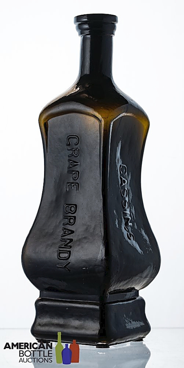 “The Cassin’s did well,” Wichmann said, “even with the damage on them.” This Cassin’s Grape Brandy Bitters bottle in a dark greenish amber was a Variant 2 and sold for $10,500. It had been found in 1967 in the Benicia mudflats.