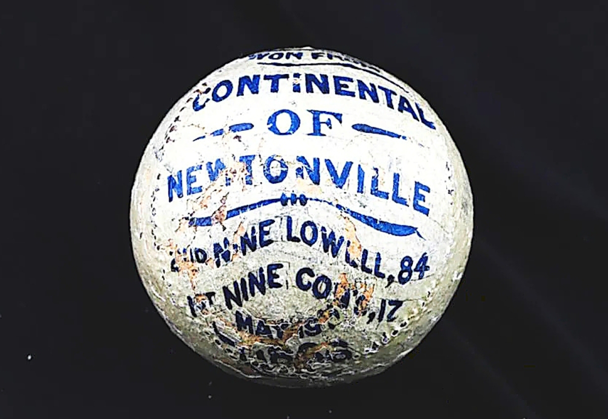 A trophy baseball from an 1866 match would hit a home run at $5,904. The Continental of Newtonville pitted two Massachusetts teams against one another.