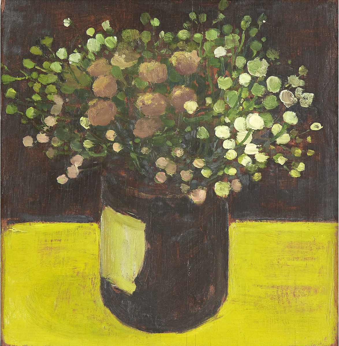 Albert York’s “Jar of Wildflowers” bloomed to $100,800. He created it in 1966 and it went on exhibition at Davis & Long Company in 1977. Oil on panel, 10-  by 10½ inches.