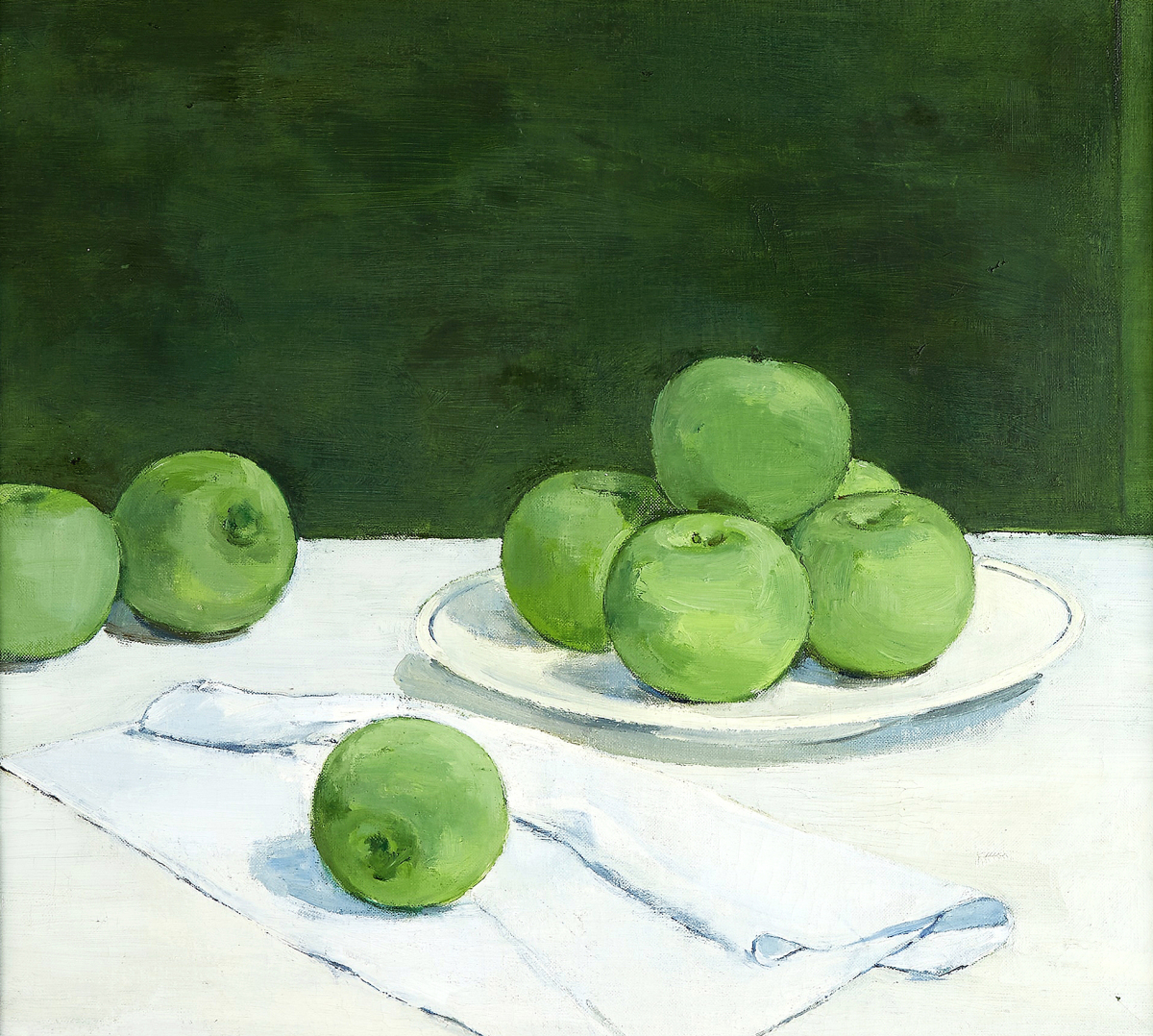 Albert York’s auction record now stands at $239,400 with “Still Life: Green Apples,” a 20-by-22-inch oil on canvas. “It struck me as a little more conventional, less like his others,” Alasdair Nichol, chairman at Freeman’s, said. “He was known for doing pastoral scenes and still lifes. I hadn’t seen anything like this, but there was no question it was a very appealing painting.” Nichol said it sold to a Philadelphia collector.