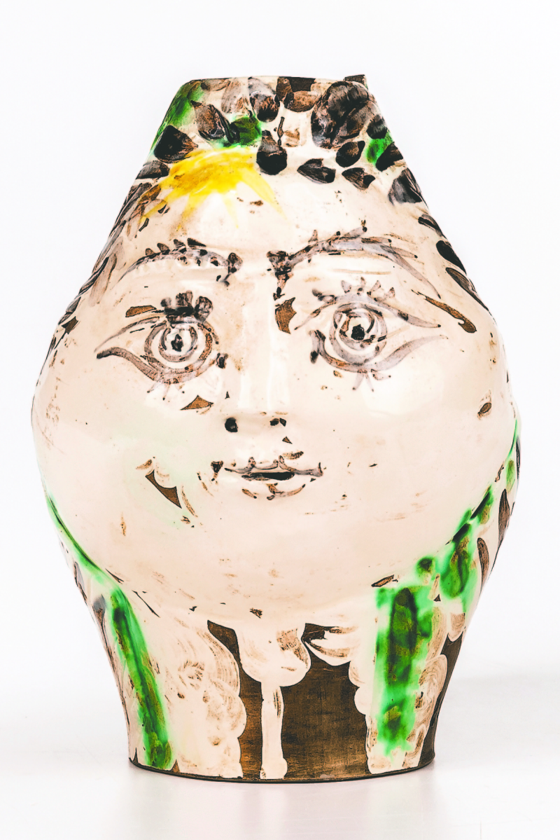 An original 1978 invoice from Madoura accompanied this “Tete de Femme Couronnes de Fleurs” ceramic pitcher by Pablo Picasso. It was made circa 1954 and numbered 47 of 100. The pitcher would tip the scale at $33,750.
