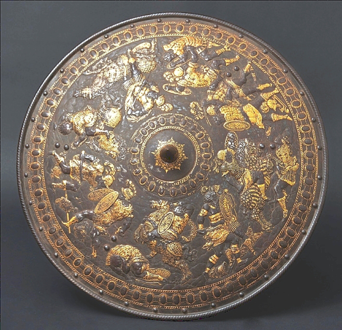 Topping lots of armor on May 27 was this circa 1560-70 Milanese gold-inlaid roundel shield that retained traces of the original leather lining and handles with remnants of their original red velvet covers. It nearly doubled its starting price and sold for $51,827.