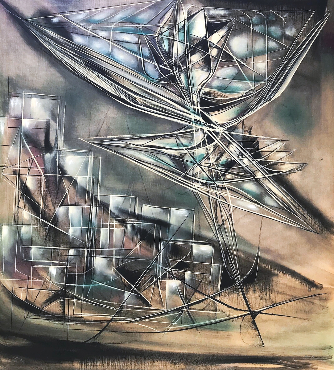 A 1947 oil on canvas painting by Jimmy Ernst (1920-1984), “Civil War Documentary,” 36 by 32 inches, was the top lot in the sale, pulling in nearly five-and-one-half times its high presale estimate to finish at $81,600 and going to the West Coast. Ernst was the son of Surrealist painter Max Ernst and Luise Straus, a well-known art historian and journalist. He was also a member of the Irascible Eighteen, a group of abstract painters who protested against the Metropolitan Museum of Art’s policy towards American painting of the 1940s.