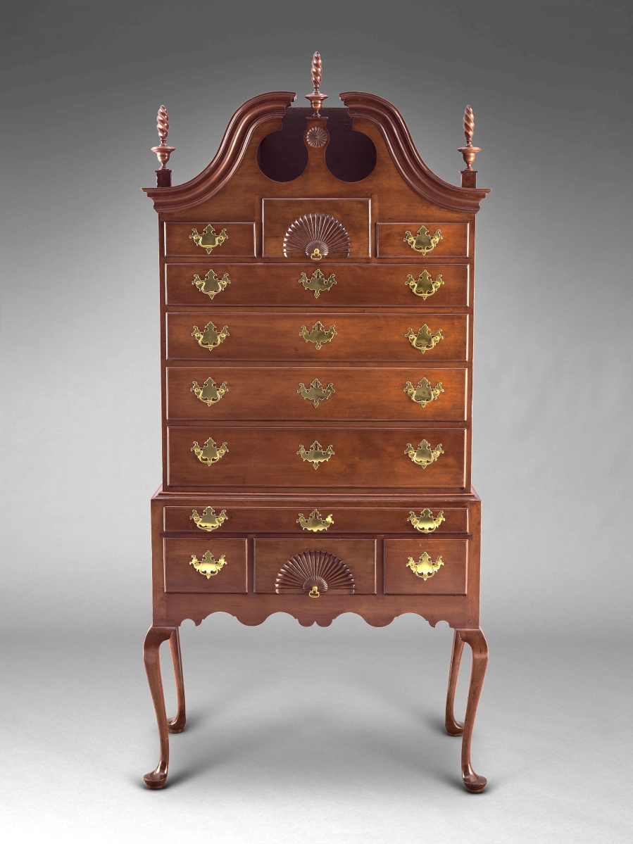 High chest of drawers, possibly by Isaac Tryon, Middletown or Glastonbury, Conn., 1760-90, cherry, white pine and tulip poplar.