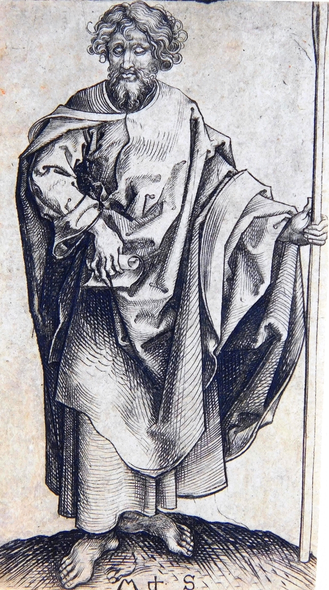 Purportedly once in the famed collection of Antonie Brentano-Birckenstock, this engraving of St Thomas by Martin Schongauer (1435-1491) sold for $9,840.