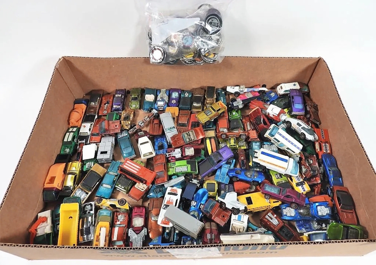 Landry gave new meaning to the term “as is-where is,” with this box of Hot Wheels cars with the coveted redline around the tires. He photographed them in the cardboard box, the same way they walked into the gallery. This box of 115-plus cars sold for $9,000.