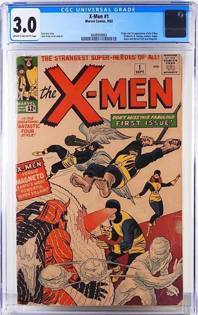 A copy of X-Men #1 graded 3.0 sold for $12,600. This 1963 book features the origin and first appearance of the X-Men and Magneto.