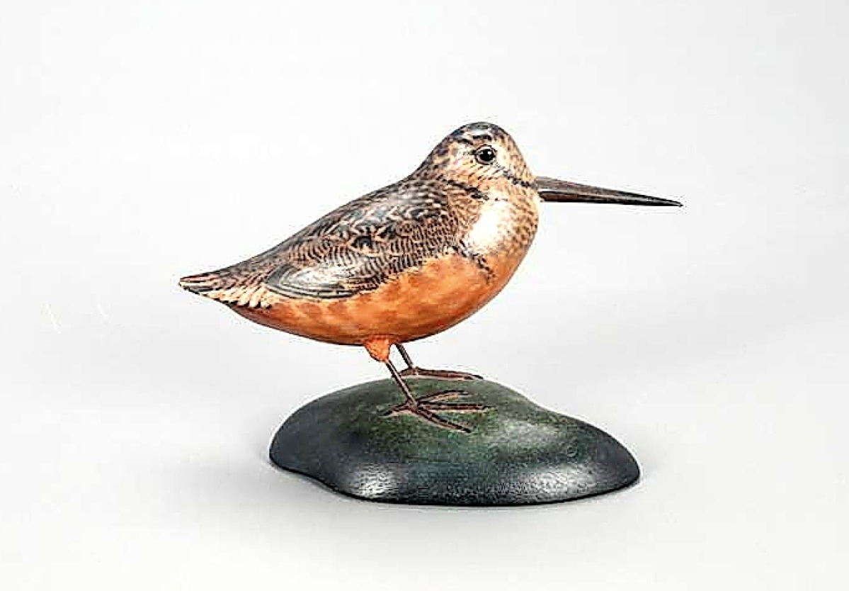 Selling for $99,250, Elmer Crowell’s circa 1928 woodcock was 9½ inches tall. With anatomical accuracy and fine paint, the final price was well above the estimate.
