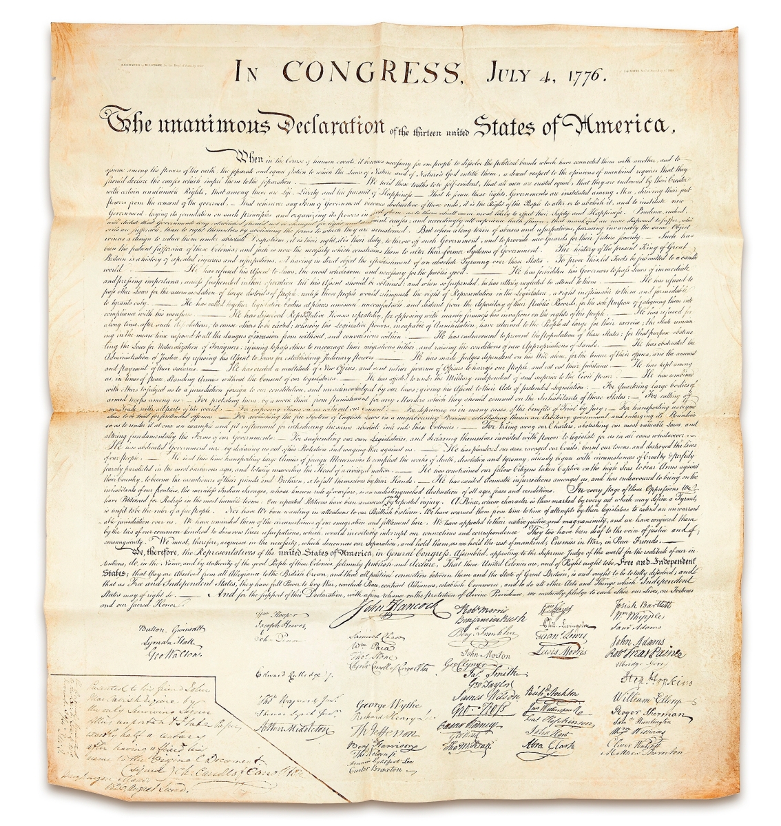 Charles Carroll’s copy of the Declaration of Independence.