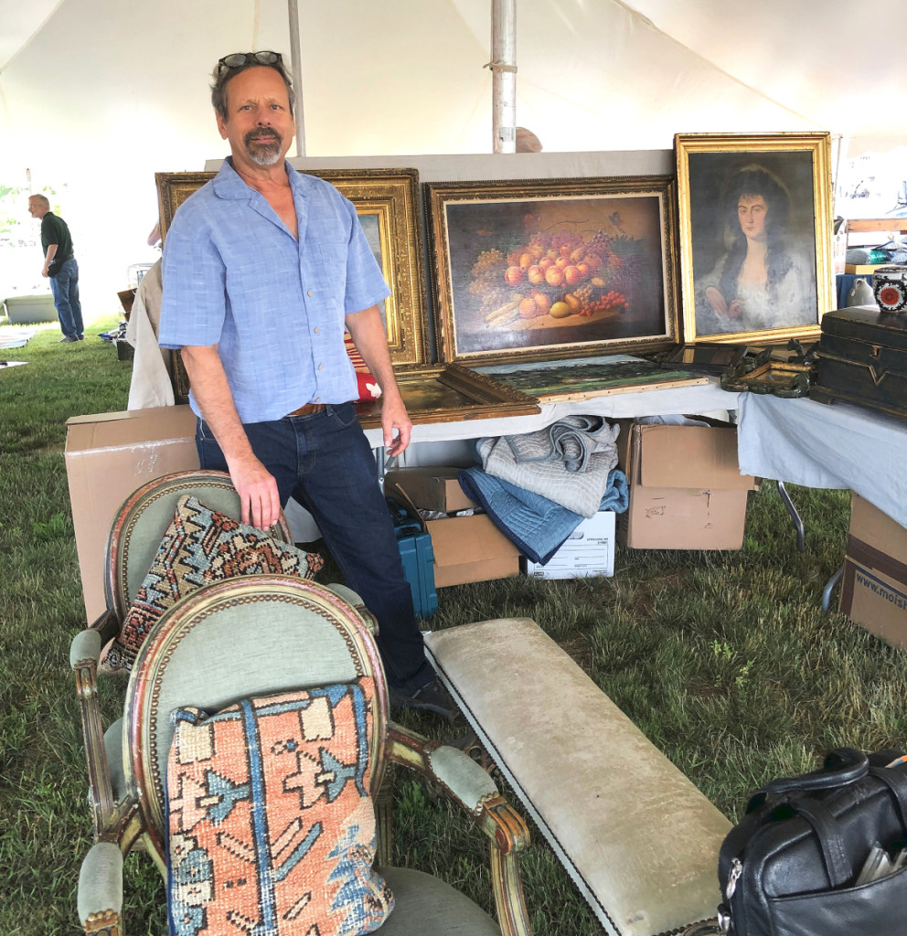 Mario Pollo, Bearsville, N.Y., had an assortment of paintings, outdoor items and even a silver-trimmed Western parade saddle, which was priced $750.