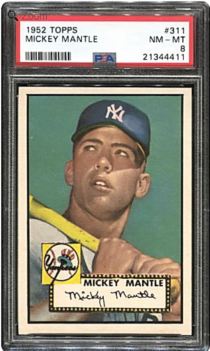 A 1952 Topps Mickey Mantle card slugged its way to $2,112,200.