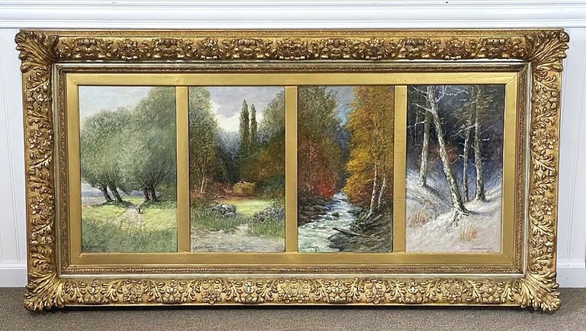 Kip Blanchard admitted the estimate on George W. Whitaker’s (1840-1916) “Four Seasons” was high, but it had provenance to former New York Governor John Alden Dix and had been professionally restored. It sold to a private collector in Stockbridge, Mass., for $6,120 ($5/10,000).