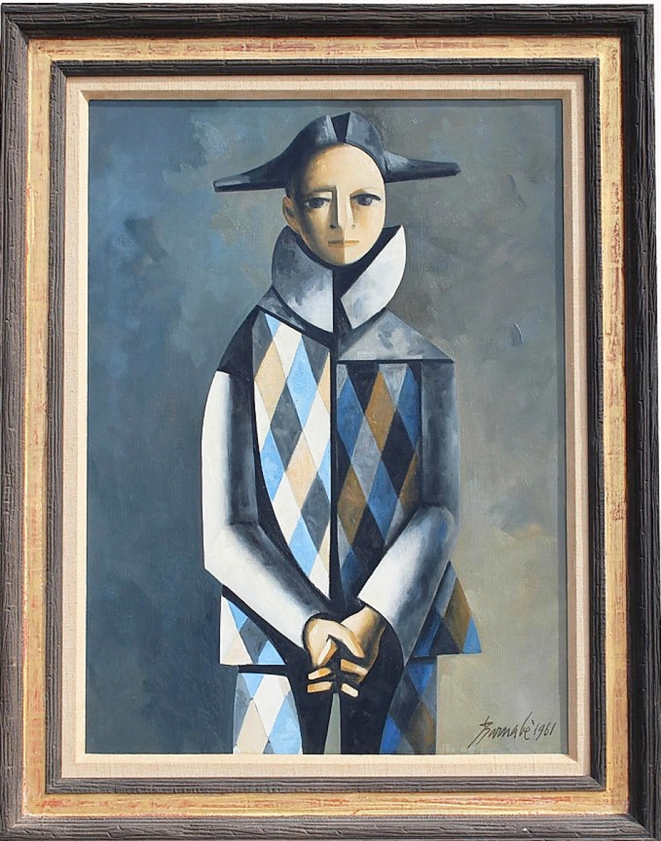 “That was quite a surprise,” Austin Helmuth said about Dulio Dube Barnabe’s portrait of a harlequin, which achieved $27,830 and the second highest result in the sale. It came from a Daytona Beach, Fla., collection and sold to a buyer in New Jersey ($7/9,000).