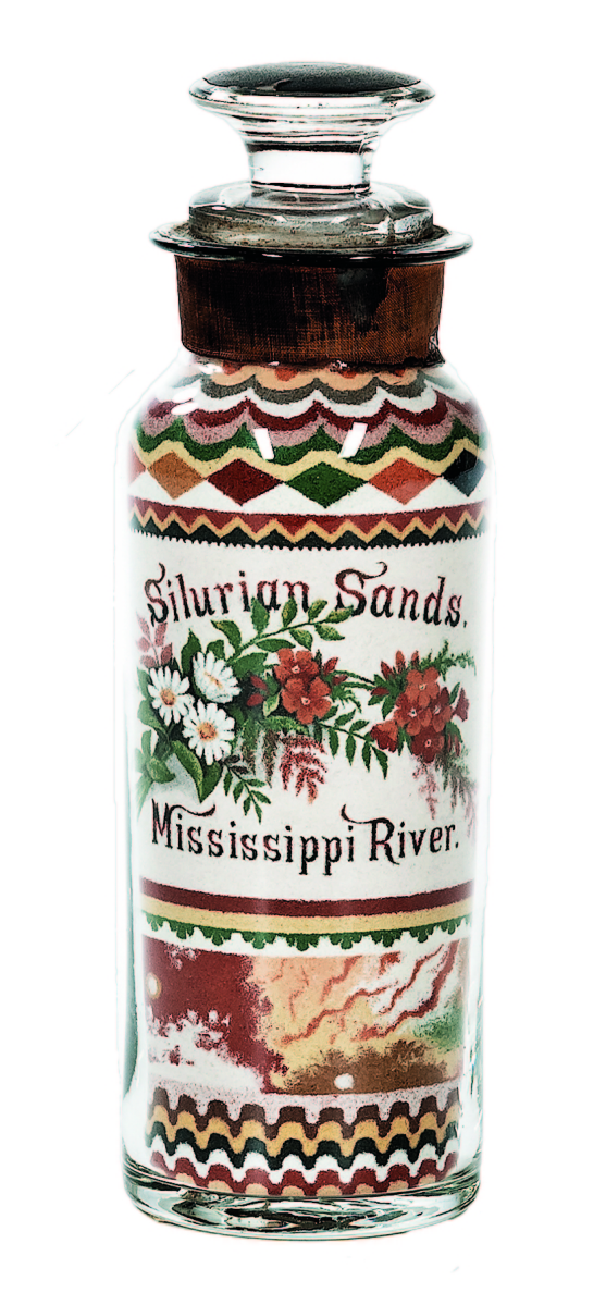 A sand bottle by Andrew Clemens would tie for top lot in the sale at $75,000. The bottle was titled “Silurian Sands/Mississippi River” and stood 9 inches high. It featured Clemens’ label to the bottom.