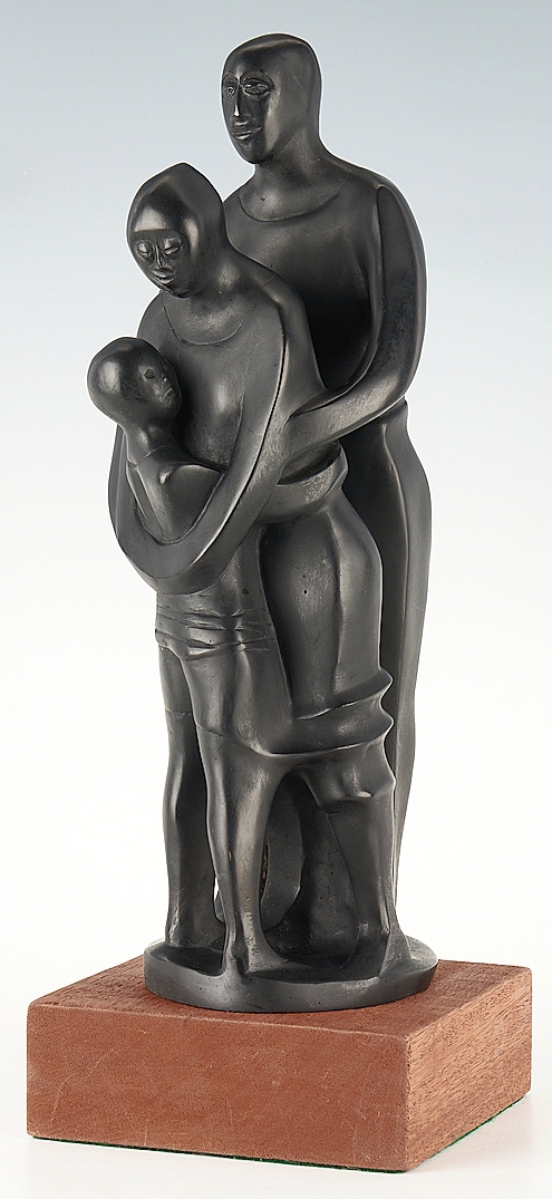 “The Family,” a 14- -inch bronze sculpture by Elizabeth Catlett (American, 1915-2012) would take $33,600.