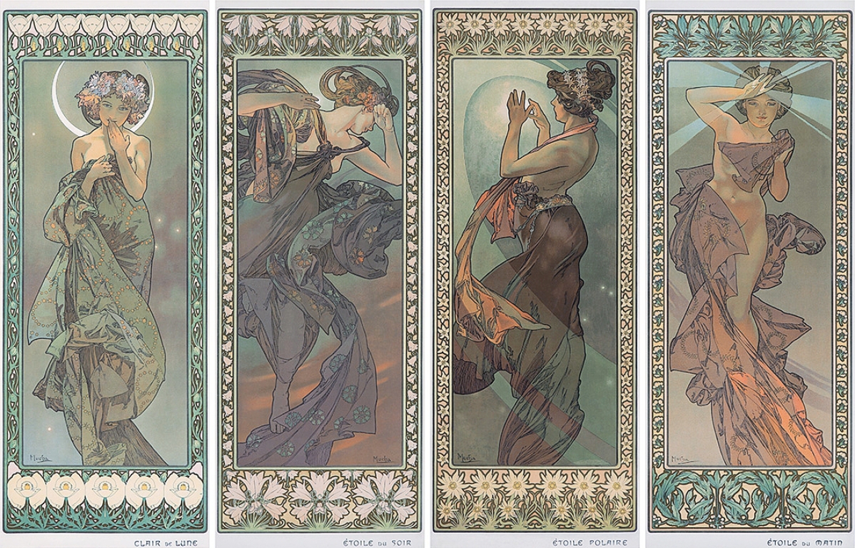 Top lot in the sale was Alphonse Mucha’s The Stars, 1902, which portrays the Moon, the Evening Star, the North Star and the Morning Star as beautiful women. It sold for $120,000.