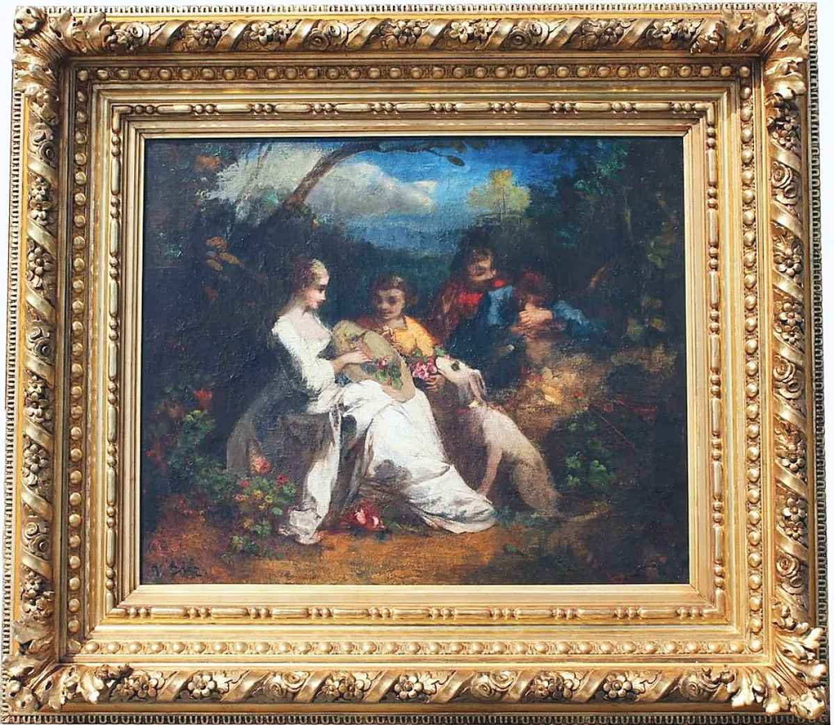 Narcisse-Virgilio Diaz de la Pena’s landscape with figures measured 38 by 42 inches in the frame and brought $18,150 ($10/15,000).