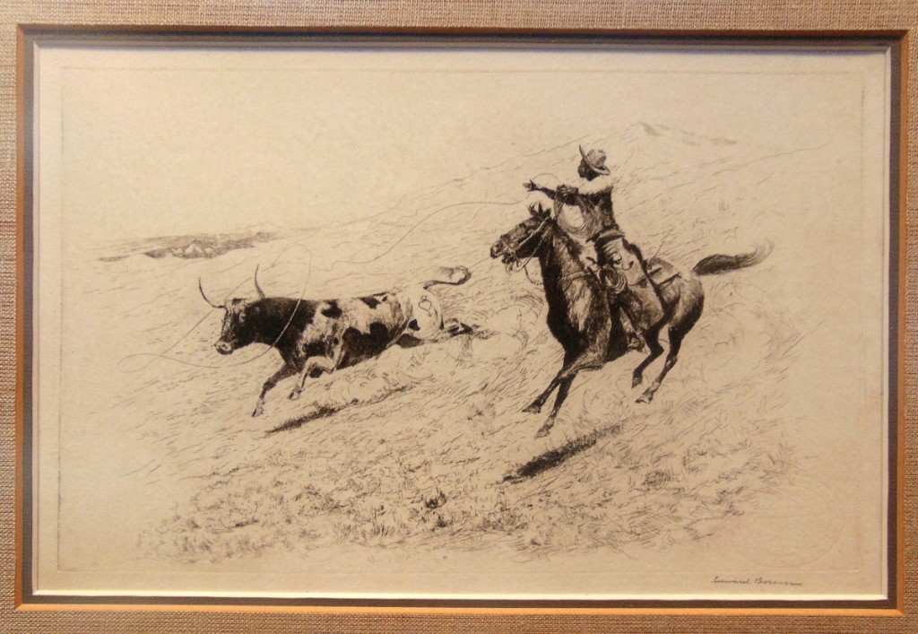 Sketch of an African American cowboy at work by Edward Borein (1872-1945), shown by Robert Sommers, Blue Heron Gallery, Fallbrook, Calif.