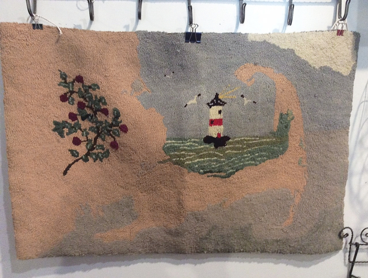 Unsurprisingly, Cape Cod-themed items sold well. One of the sales with Edward and Charlene Dixon, Eastham, Mass., was this hooked rug made in Harwich.