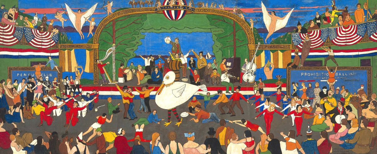 “Arts Ball, 1921” by Wood Gaylor (1883-1957), 1925. Oil on canvas, 14½ by 35¾ inches. Gift of Adelaide L. Gaylor, 1958. Ogunquit Museum of American Art.