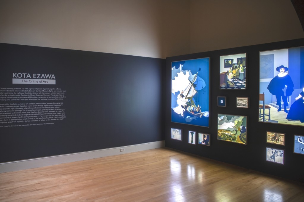 Installation image, “Kota Ezawa: The Crime of Art,” on at the Georgia Museum of Art through December 5.