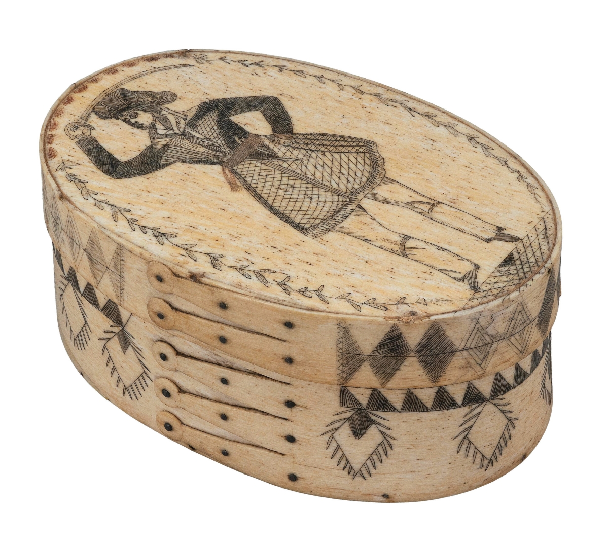 “It’s a very wonderful character, any good Nineteenth Century art does well when she is on it,” said Josh Eldred of Alwilda, the female pirate featured on the top of this whalebone ditty box that brought $50,000.
