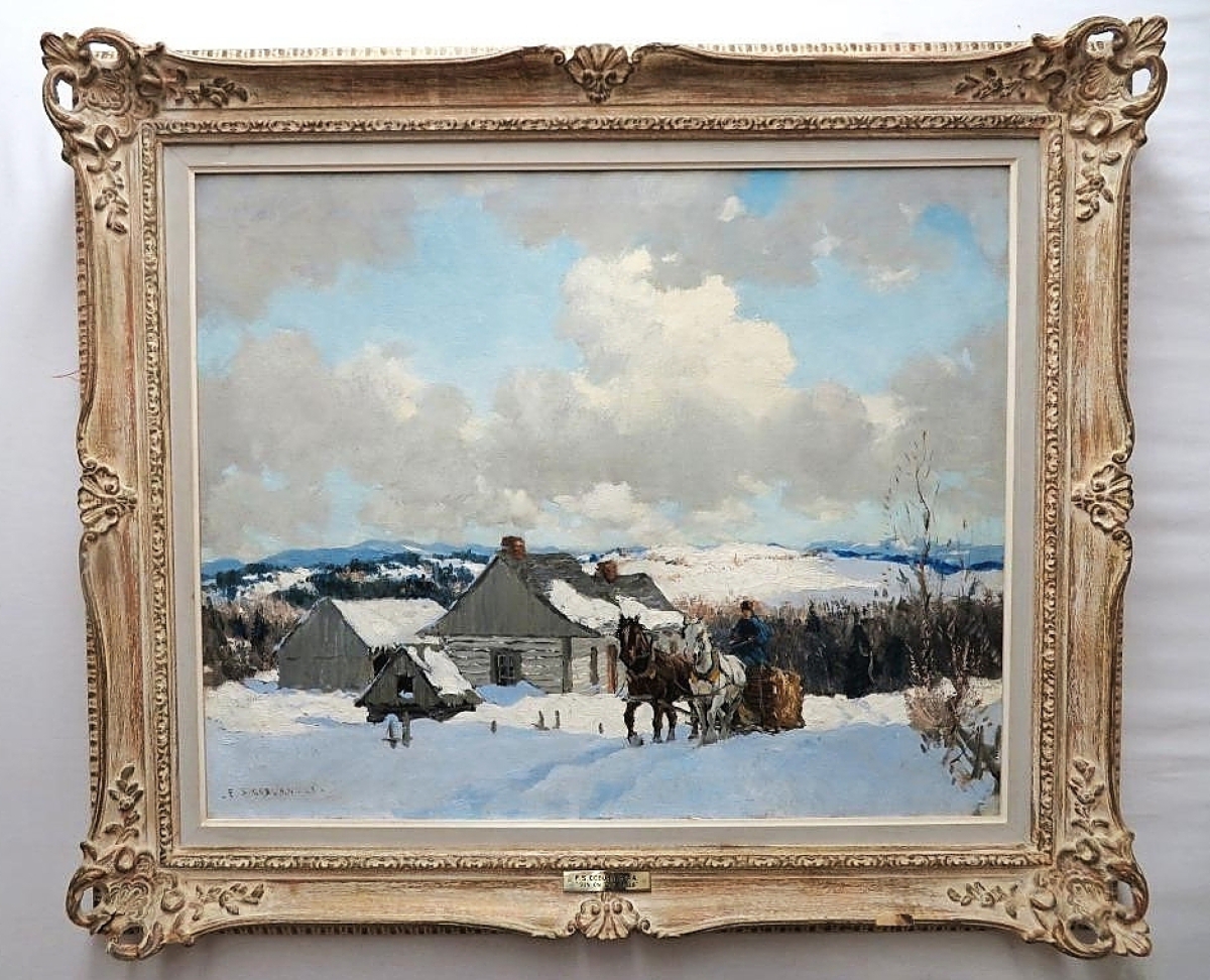 “Sun on the Hills” by Frederick Simpson Coburn (1871-1960), 1928, oil on canvas, 25 by 3¾ inches, $7,508.