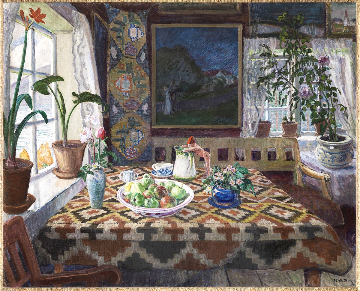 “Interior Still Life: Living Room at Sandalstrand” by Nikolai Astrup, 1926-27. Oil on canvas. Private collection.