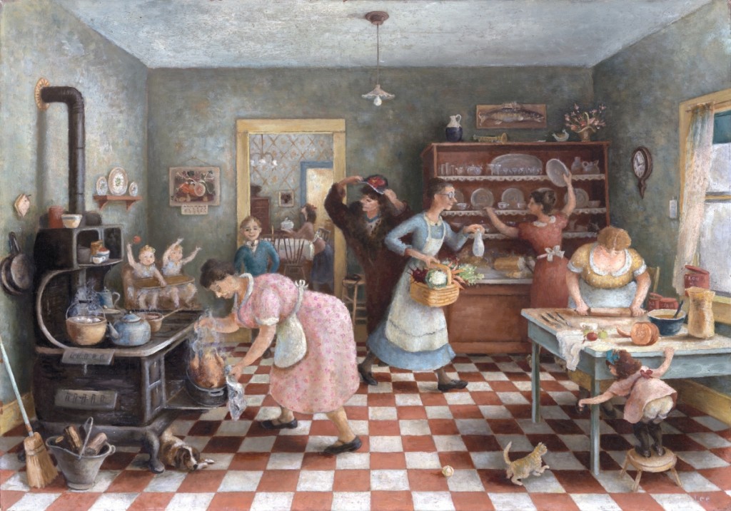 “Thanksgiving” by Doris Lee, 1935. Oil on canvas, 28-  by 40-  inches. The Art Institute of Chicago, Mr. and Mrs. Frank G. Logan Purchase Prize Fund, 1935.313. ©Estate of Doris Lee, Courtesy D. Wigmore Fine Art, Inc. Photo: Art Resource, NY.