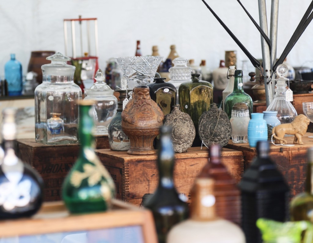 Bottles of all origins were on show with Leo Goudreau, Ware, Mass. 		                   —Brimfield Auction Acres
