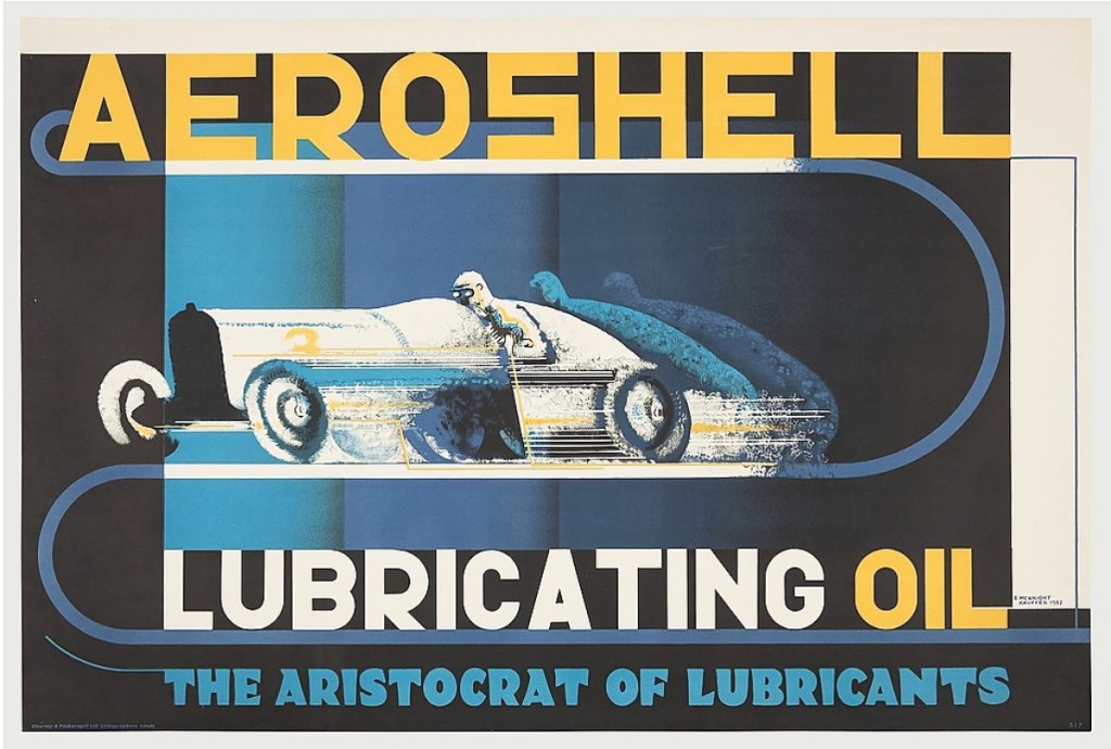 “Aeroshell Lubricating Oil” poster, 1932, published by Shell-Max and BP Ltd., London, Printed by Chorley & Pickersgill, Ltd, lithograph, Merrill C. Berman collection.