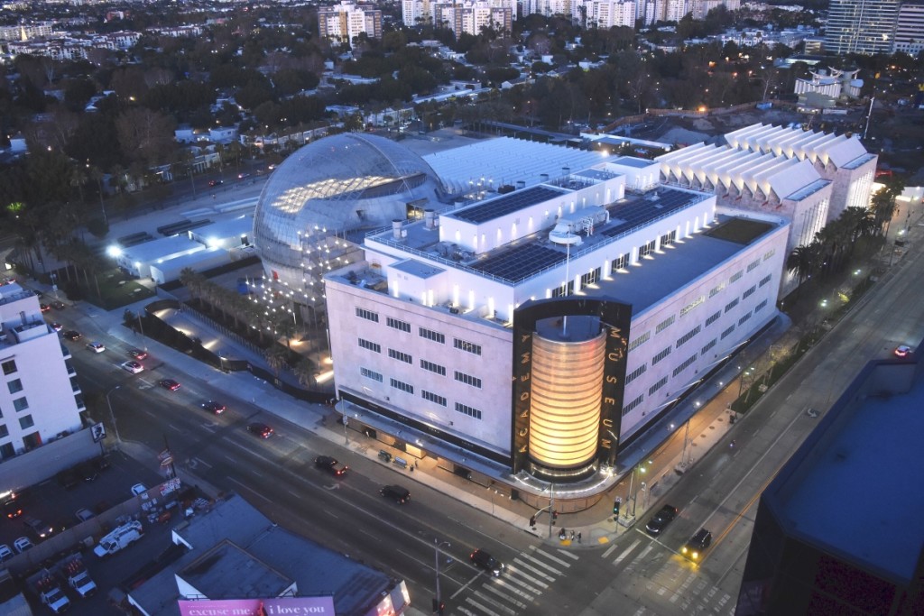 Aerial shot of the Academy Museum of Motion Pictures. ©Academy Museum Foundation.