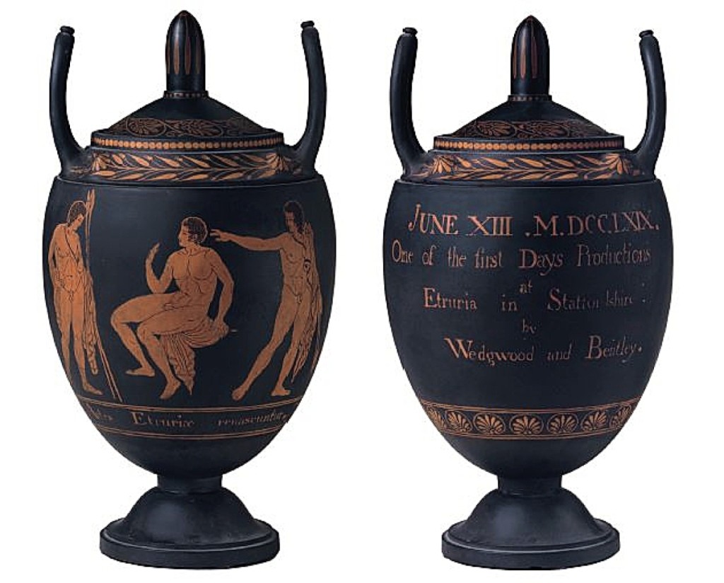 The “first fruits of Etruria.” One of the six original vases thrown by Josiah Wedgwood on June 13, 1769, decorated with “Hercules in the Garden of Hesperides” from Hamilton’s collection, to celebrate the “first Days Productions at Etruria in Staffordshire.”