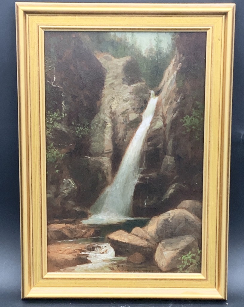 The highest price of the day was earned by this 7-by-11-inch painting of Glen Ellis Falls by Benjamin Champney. The popular hiking spot is in Pinkham Notch, not far from Champney’s home in Conway. It sold for $12,075.