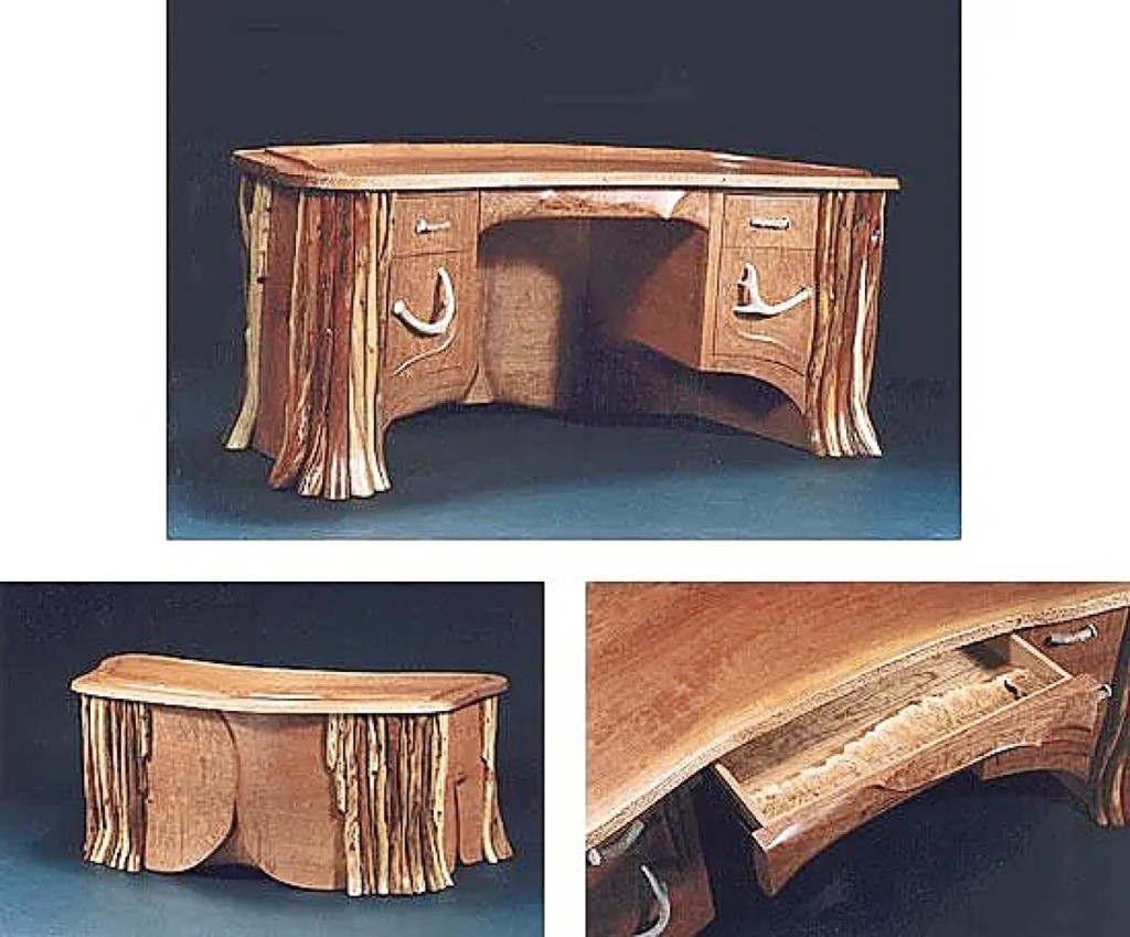 Cody, Wyo., furniture maker John Gallis produced the fine West Box Cannon desk that sold for $5,880. The work won an award at the Western Conference.