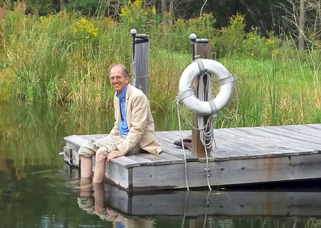 Philip sitting on the couple’s friend Ed Dixon’s dock at a lake in northern Pennsylvania. To Lisa, this photo captures Philip’s love of the water and his joyful spontaneity. Courtesy Lisa Minardi.