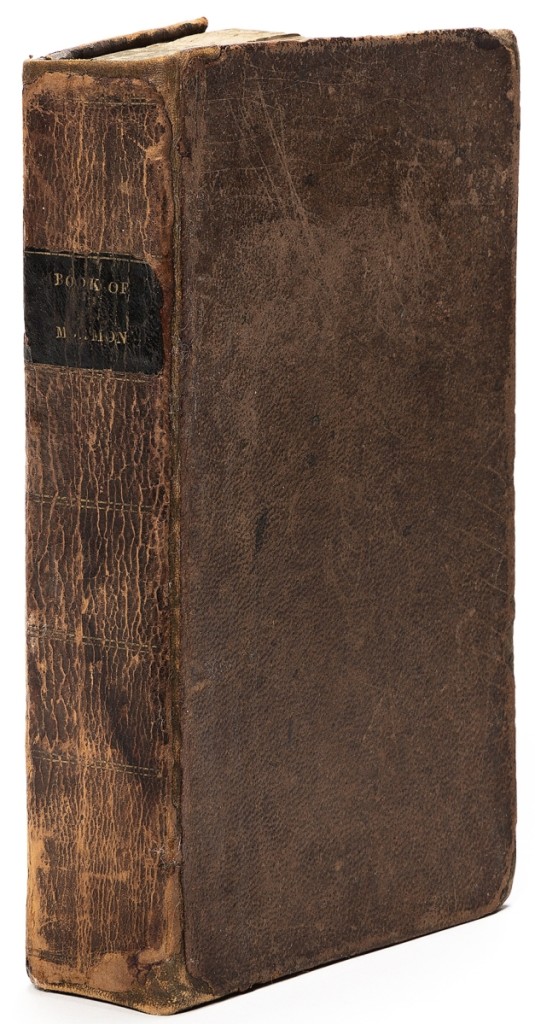 Leading the sale was a first edition of The Book of Mormon: An Account Written by the Hand of Mormon, upon Plates Taken from the Plates of Nephi, Palmyra, 1830. The copy sold for $112,500, exceeding its $75,000 high estimate and posting a record for the book.