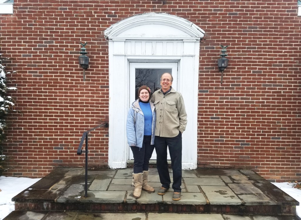 Lisa and Philip in front of the old shop in Downingtown, totally exhausted after having spent the past week in final push to clean out the building prior to its sale on March 1, 2018. His father built the shop in 1956. Courtesy Lisa Minardi.