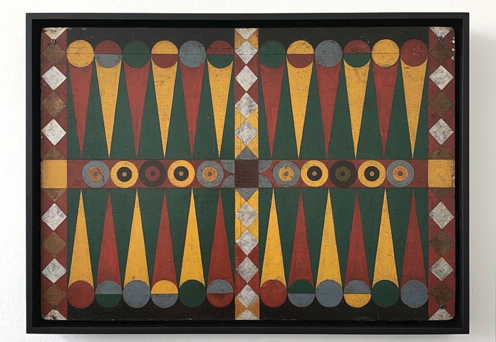 Steven S. Powers said he had never seen a better example than this backgammon gameboard, which was one of two gameboards he sold at the show, both to the same buyer. Brooklyn, N.Y.