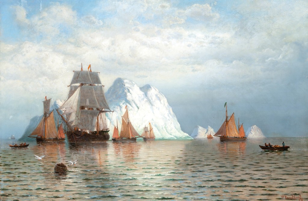 Topping the section of the sale devoted to marine paintings was William Bradford’s (1823-1892) masterful view of a “Whaling Ship and Iceberg” from 1880 that realized $93,750, surpassing its estimate of $60/90,000.